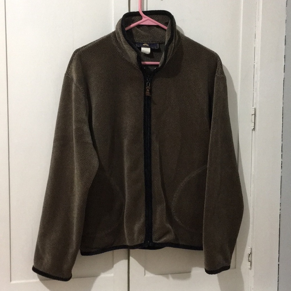 Vintage British Khaki Herringbone Velour Made USA